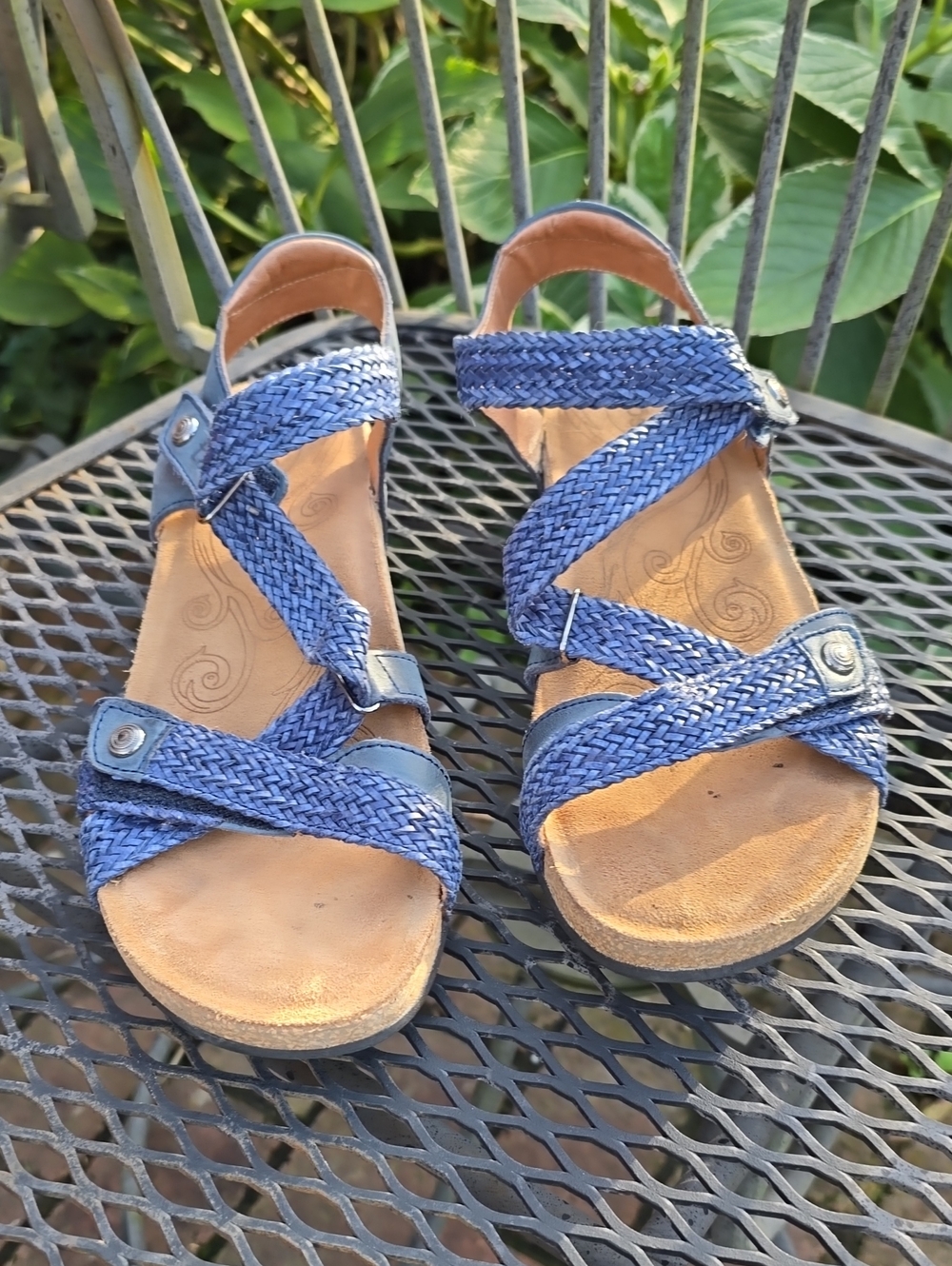 Taos Footwear Blue Braided Strappy Sandals